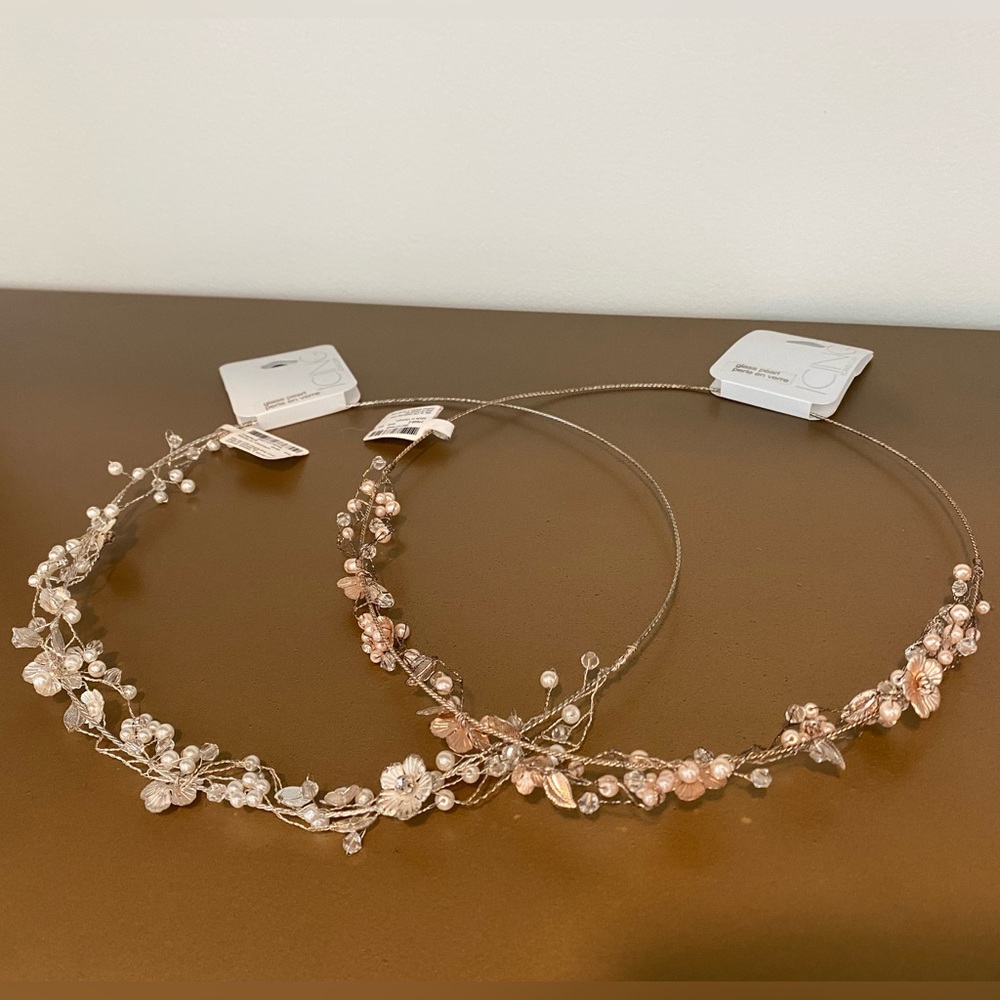 Glass pearl head pieces                           silver & rose gold